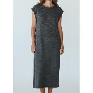 Cloth & Stone Dress Womens Small Grey Casual Shift Cap Sleeve Grunge Midi Boho